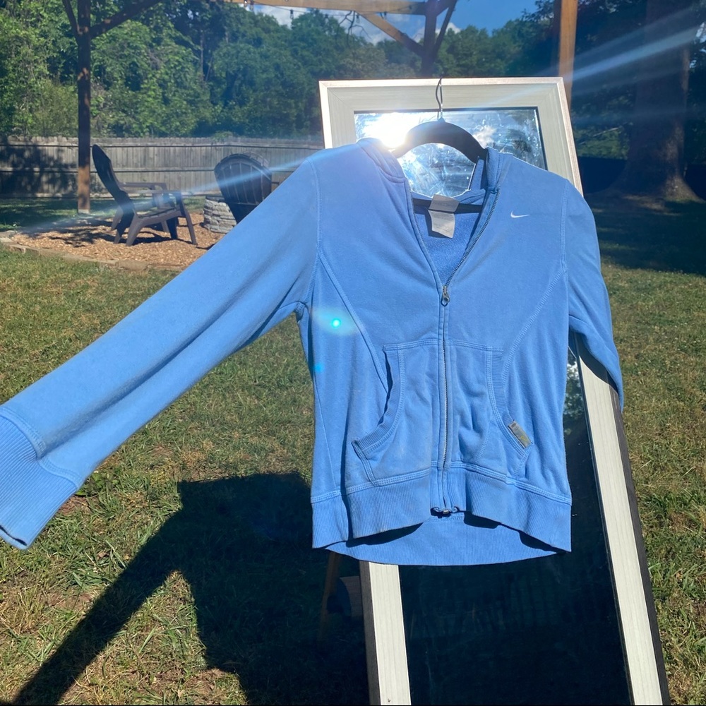 light blue Nike zip up hoodie